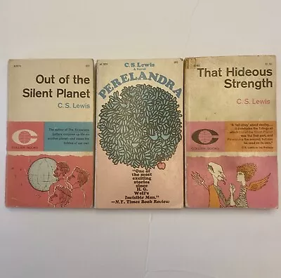 C.S. Lewis SPACE TRILOGY Paperbacks 1962 Silent Planet Perelandra Hideous • $25
