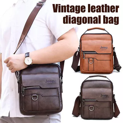 Men PU Leather Cross Body Messenger Bag Travel Business Shoulder Bag Handbag UK • £8.69