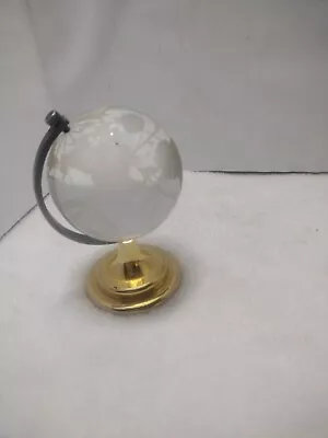 Glass Earth Globe With Gridlines Paperweight On Good Tone Base 4 Inch Tall • $5