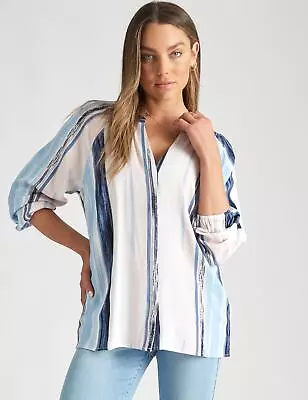$21.69 • Buy Rockmans Long Sleeve Shirred Shoulder Blouse Womens Clothing  Tops Blouse
