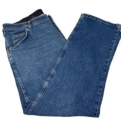 Wrangler Jeans Men's 40x30 Blue Regular Fit Elastic Flex Waistband Stretch Denim • $18.96