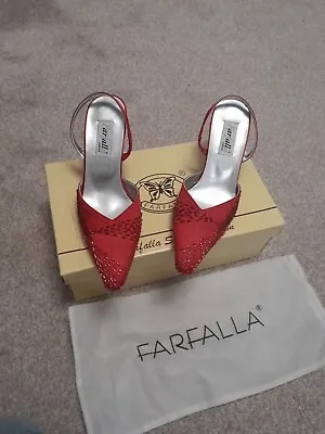 Farfalla Shoes Collection Size 3 Red With Small Heel And Sparkle  • £15