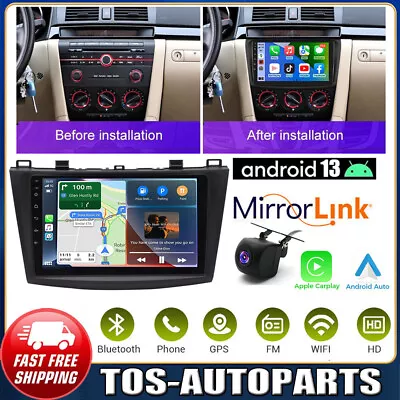 For Mazda 3 2010-2013 Apple CarPlay Stereo Radio Head Unit GPS Navi Android 13 • $173.99