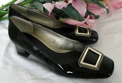 £15 • Buy Vintage 1960s/60s Style Black Patent Leather Kay Shoes, UK4EE VGC