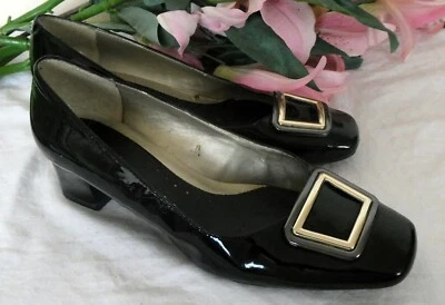 £15 • Buy Vintage 1960s/60s Style Black Patent Leather Kay Shoes, UK4EE VGC