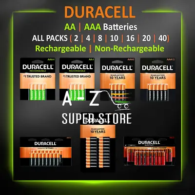 Duracell 4/8/10/16 AA OR AAA Batteries Lot Rechargeable NiMH OR Non-Rechargeable • $22.99