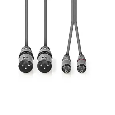 XLR Audio Cable 2x XLR Male 3 Pin To Phono Male Bal Pair 3.0m Nickel CAT-XLR-423 • £8.95