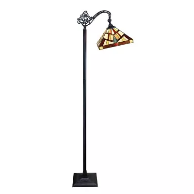 Stained Glass Reading Floor Lamp With Mission Tiffany Style Design Shade • $209