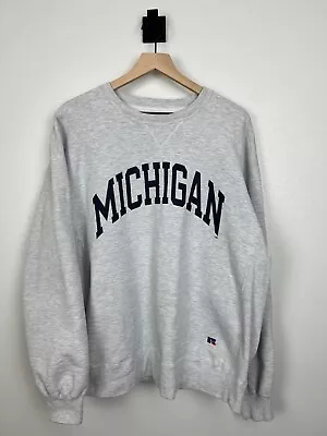 MICHIGAN WOLVERINES  XL Vintage Women’s Gray Long Sleeve Crew Sweater Russell • $25.99