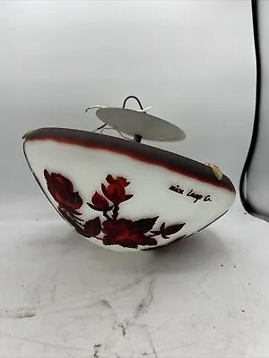 Cameo Glass Lamp Shade Red Flowers By The Mica Lamp Company 12  • $125