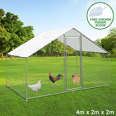 Chicken Run Walk In Coop Animal Pen Cage Enclosure Hen Dogs Rabbits 4m X 2m X 2m • £219.99