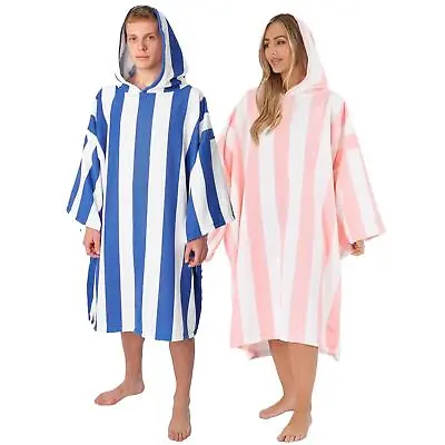 £12.99 • Buy Dreamscene Stripe Hooded Poncho Towel Adult Bath Swimming Beach Changing Robe