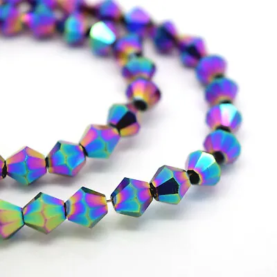 Faceted Bicone Crystal Glass Beads 4mm6mm8mm - Pick Metallic Colour • £2.95