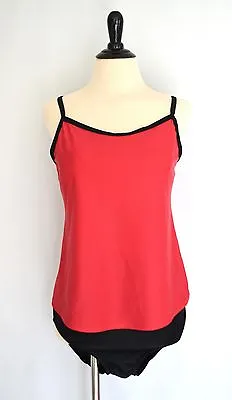 Women's Solid Chic Maternity 2 PC Tankini SWIM SUIT By KRISTA Sz S Red Black • $9.99