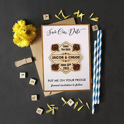 $81.39 • Buy Personalized Save The Date Wooden Engraved Magnets 20 Rustic Wedding-tKY