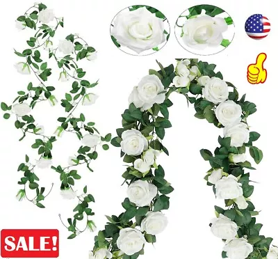 7.5 Ft Artificial Fake Rose Vine Garland Hanging Plants Home Wedding Decor USA • $16.99