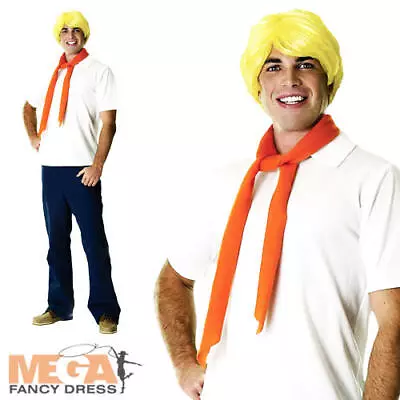 £33.99 • Buy Fred + Wig Adult Fancy Dress Scooby Doo Cartoon Movie Mens Halloween Costume New