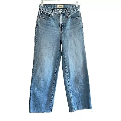 MADEWELL The Perfect Vintage Wide-Leg Crop Jeans Women's 26P Raw Hem High Rise • $24.95