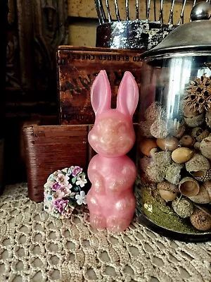 Vintage Pink Blowmold Easter Bunny Rabbit Candy Container • $13