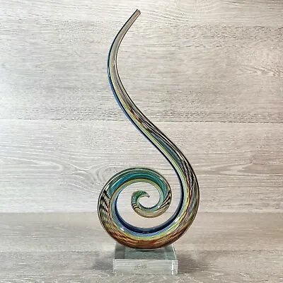 Hand Blown Murano Glassware Art Glass Fused Sculpture Music Treble Clef Note • $99.99