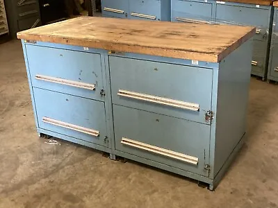 4 Drawer Stanley Vidmar Blue With 60 X 30  Wood Table Top • $995