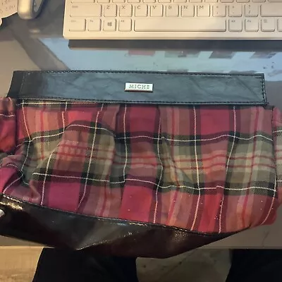 Miche Fabric Plaid Clutch Purse Bag Red Pink • $10