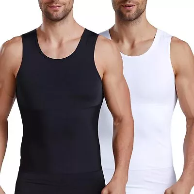 Mens Elastic Shapewear Vest Slimming Body Shaper Compression Tank Top Undershirt • $14.79