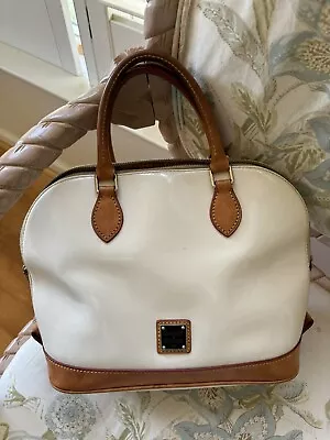 Dooney & Bourke White W/ Tan Trim Handbag Patent Leather • $9.99