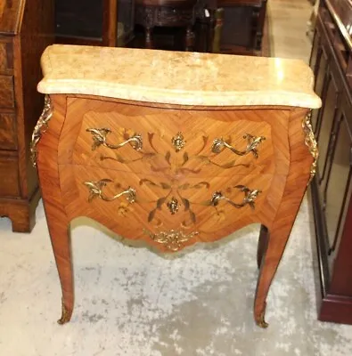 French Antique Inlaid Wood Louis XV Marble Top Chest Of Drawers Small Dresser • $2400