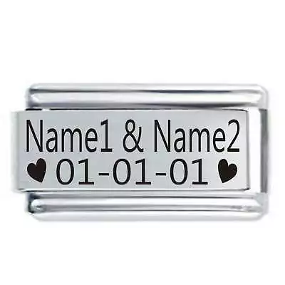 £6.40 • Buy Daisy Charm 18mm Personalised 2 Name & Date Fit Italian Modular Charm Bracelets