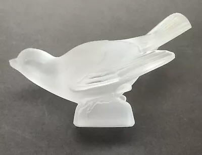 Vintage Large Lalique France Crystal Frosted Sparrow W/ Head Down Wings Out • £46.28