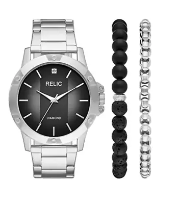 Relic By Fossil Men's Quartz Dress Watch Steel  Silver ZR97004 • $60