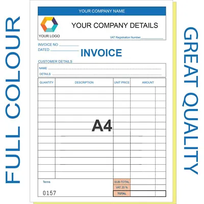 Personalised A4 Invoice Book Duplicate Ncr Pads Receipt Order Estimate Books • £13.95