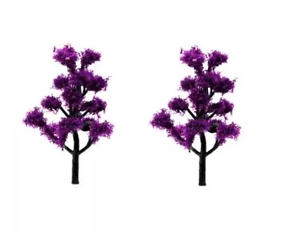 Miniature Fairy Garden Model Set Of 2 Violet Trees/Shrubs - Buy 3 Save $5 • $3.47