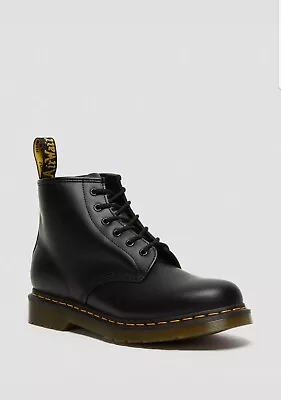  Dr Martens 101 6 Eye Boots YELLOW STITCH SMOOTH LEATHER UK SIZE 3 • £150