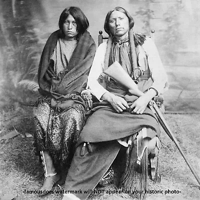 Comanche Chief Quanah Parker PHOTO Native American Indian Warrior And Wife 1888 • $5.98