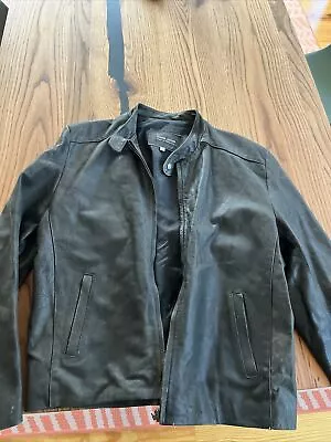 Vintage Cafe Racer Leather Jacket Mens Size XL Black Motorcycle Zipper • $20