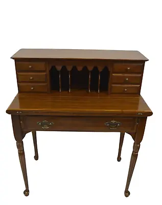 RARE Ethan Allen Georgian Court Writing Desk Secretary 7 Drawer Cherry 11-9006 B • $1095