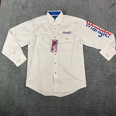 Wrangler Western Shirt Mens Medium Rodeo Cattleman Rancher Spell Out Logo • $44.99