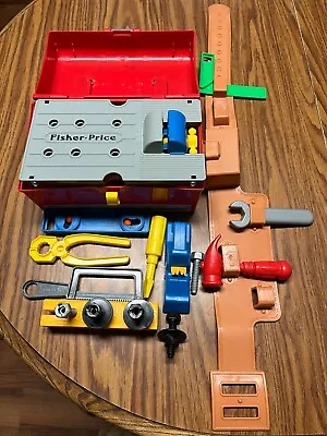 Vintage Fisher Price Tool Box Work Belt With Big Lot Tools 1990s • $15.99