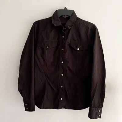Versace Jeans Couture Brown Pinstriped Button Up Shirt Size Small Made In Italy • $45.95