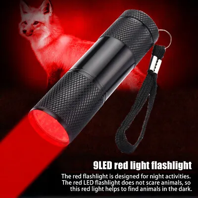 9 Led Red Light Flashlight Torch 625nM For Astronomy & Aviation & Night Vision • $5.99
