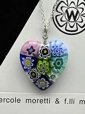 Authentic Murano Glass Millefiori Heart Pendant Necklace - MN 17 • $25.99