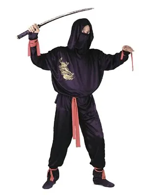 Fun World Men's Ninja Fighter Halloween Costume Black/Red Adult One Size • $22.35