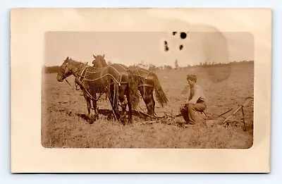 RPPC Horse Drawn Plow Farming Scene Agriculture UNP Postcard Q7 • $12.55