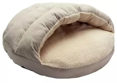 Hooded Pet Bed Washable Nonslip Large Dog Warm & Comfortable Round Calming Bed • £19.95