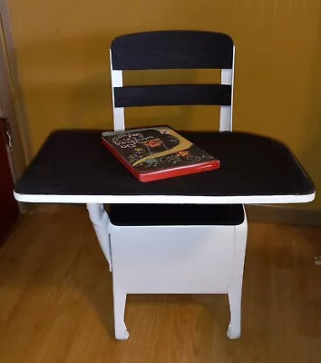 Antique Child's School Desk - Metal Wood Red - Extra Small - • $115