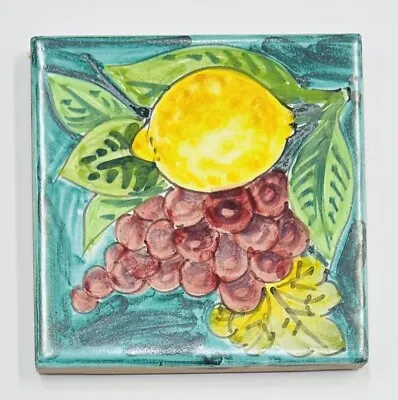 Vietri Pottery - 4’’x4’’ Lemon Tile Made By Hand In Italy • $19.99