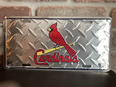 RARE St Louis Cardinals MLB Diamond Tread Metal Embossed License Plate 6 X 12 • $29.95