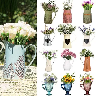 Shabby Chic Flower Vase Pitcher Jug Home Garden Spring Plant Pots Gift • £22
